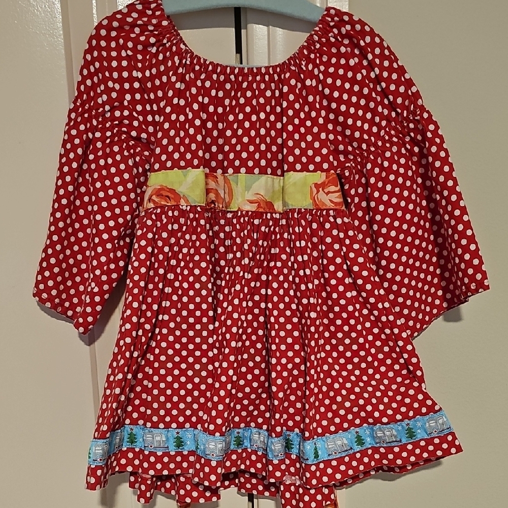 Matilda Jane Platinum 2 Red Polka Dot Dress Or Top Tree Camper Ribbon
